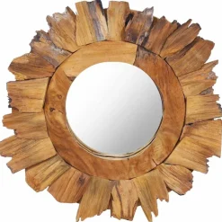 vidaXL vægspejl 40 cm teak rund