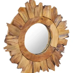 vidaXL vægspejl 40 cm teak rund
