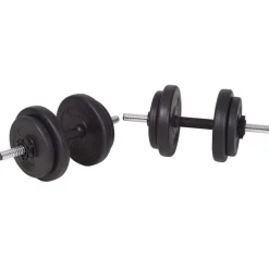 vidaXL vægtbænk med vægtstativ, vægtstang- og håndvægtsæt 120 kg
