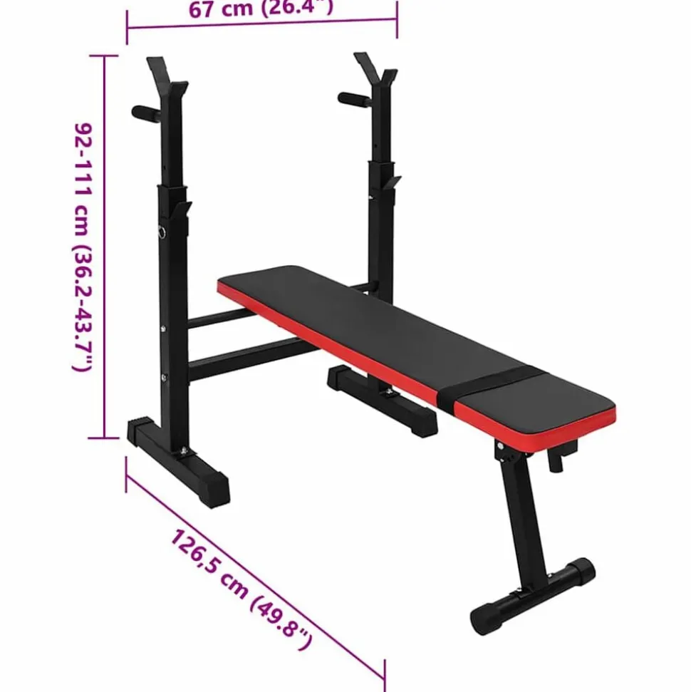VidaXL Vægtbænk Sort 126,5 x 67 x 111 cm Pulverlakeret stål