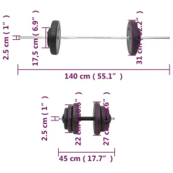 vidaXL vægtstang og håndvægt med skiver 60 kg