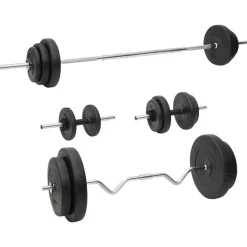 vidaXL vægtstang og håndvægt med skiver 90 kg
