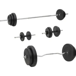 vidaXL vægtstang og håndvægt med skiver 90 kg