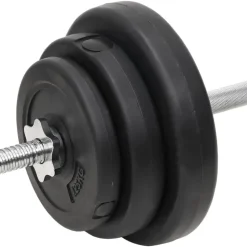 vidaXL vægtstang og håndvægt med skiver 90 kg