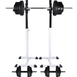 vidaXL vægtstang- og squat-stativ med vægtstang- og håndvægtsæt 60,5kg