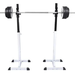vidaXL vægtstang- og squat-stativ med vægtstang- og håndvægtsæt 60,5kg