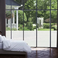 vidaXL vinduesfolie 0,9x5 m stribet PVC matteret