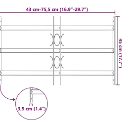 vidaXL Vinduesgitter Sort 75,5 x 45 cm Pulverlakeret stål