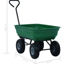 vidaXL vippelig havevogn 300 kg 75 l grøn