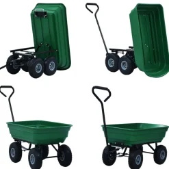 vidaXL vippelig havevogn 300 kg 75 l grøn