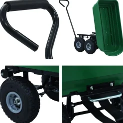 vidaXL vippelig havevogn 300 kg 75 l grøn