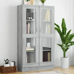 vidaXL vitrineskab 82,5x30,5x150 cm konstrueret træ grå sonoma-eg