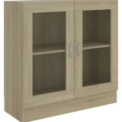 vidaXL vitrineskab 82,5x30,5x80 cm konstrueret træ sonoma-eg