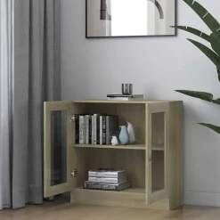 vidaXL vitrineskab 82,5x30,5x80 cm konstrueret træ sonoma-eg