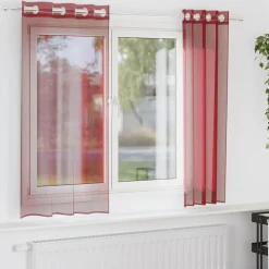 vidaXL voile-gardiner med øskner 2 stk. vinrød