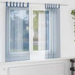 vidaXL voile-gardiner med løkker 2 stk. 140x140 cm kongeblå