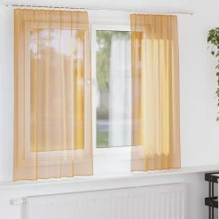 vidaXL voile-gardiner med stanglommer 2 stk. orange