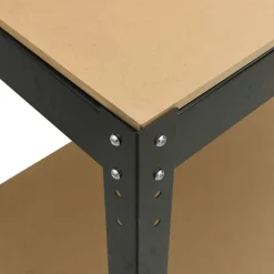 vidaXL Værksted med hylde Sort 115 x 55 x 91 cm Samlet træ og metal