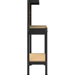 vidaXL Værksted med skuffe Sort 81 x 41 x 145 cm Samlet træ og metal