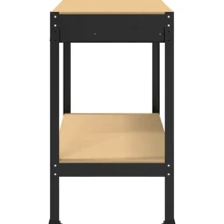 vidaXL Værksted med skuffe Sort 114 x 54 x 91 cm Samlet træ og metal