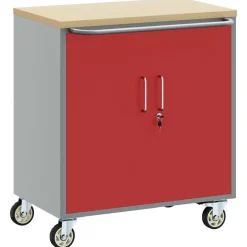 vidaXL Værkstedsbænk Rød og Grå 75 x 45 x 85 cm Ingeniørtræ og stål