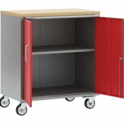 vidaXL Værkstedsbænk Rød og Grå 75 x 45 x 85 cm Ingeniørtræ og stål