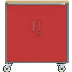 vidaXL Værkstedsbænk Rød og Grå 75 x 45 x 85 cm Ingeniørtræ og stål
