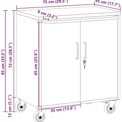 vidaXL Værkstedsbænk Rød og Grå 75 x 45 x 85 cm Ingeniørtræ og stål