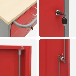 vidaXL Værkstedsbænk Rød og Grå 75 x 45 x 85 cm Ingeniørtræ og stål