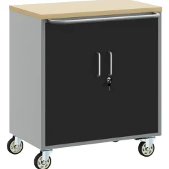 vidaXL Værkstedsbænk Sort og grå 75 x 45 x 85 cm Ingeniørtræ og stål
