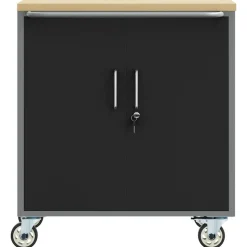 vidaXL Værkstedsbænk Sort og grå 75 x 45 x 85 cm Ingeniørtræ og stål