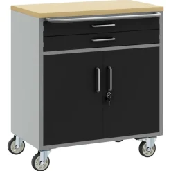 vidaXL Værkstedsbænk Sort og grå 75 x 45 x 85 cm Ingeniørtræ og stål