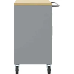 vidaXL Værkstedsbænk Sort og grå 75 x 45 x 85 cm Ingeniørtræ og stål