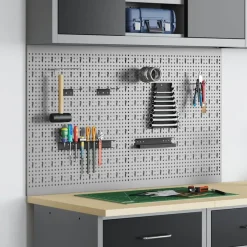 vidaXL Værktøjs Vægpanel 2 pcs Grå 100 x 1 x 60 cm Ingeniørtræ og stål