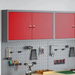 vidaXL Værktøjsskab Rød og Grå 50 x 20 x 55 cm Ingeniørtræ og stål