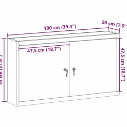 vidaXL Værktøjsskab Rød og Grå 50 x 20 x 55 cm Ingeniørtræ og stål