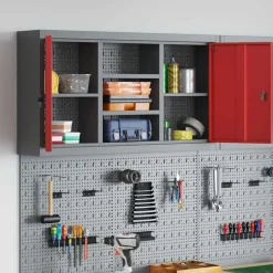 vidaXL Værktøjsskab Rød og Grå 100 x 20 x 55 cm Ingeniørtræ og stål