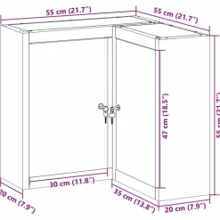 vidaXL Værktøjsskab Rød og Grå 55 x 55 x 55 cm Ingeniørtræ og stål