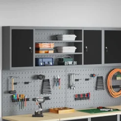 vidaXL Værktøjsskab Sort og grå 150 x 20 x 55 cm Ingeniørtræ og stål