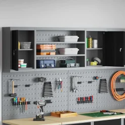 vidaXL Værktøjsskab Sort og grå 150 x 20 x 55 cm Ingeniørtræ og stål