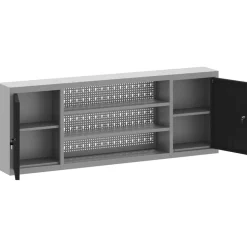 vidaXL Værktøjsskab Sort og grå 150 x 20 x 55 cm Ingeniørtræ og stål