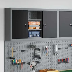vidaXL Værktøjsskab Sort og grå 50 x 20 x 55 cm Ingeniørtræ og stål
