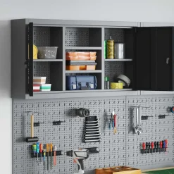 vidaXL Værktøjsskab Sort og grå 50 x 20 x 55 cm Ingeniørtræ og stål