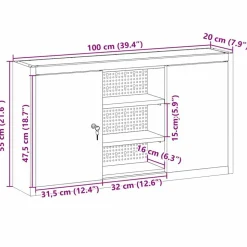 vidaXL Værktøjsskab Sort og grå 50 x 20 x 55 cm Ingeniørtræ og stål