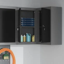 vidaXL Værktøjsskab Sort og grå 55 x 55 x 55 cm Ingeniørtræ og stål