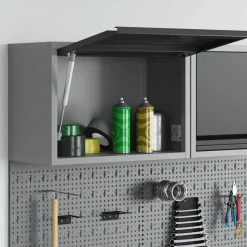 vidaXL Værktøjsskab Sort og grå 50 x 25 x 35 cm Ingeniørtræ og stål