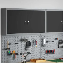 vidaXL Værktøjsskab Sort og grå 50 x 20 x 55 cm Ingeniørtræ og stål
