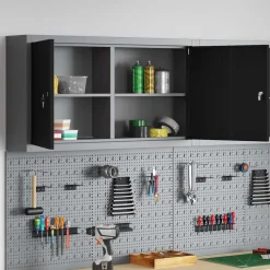 vidaXL Værktøjsskab Sort og grå 50 x 20 x 55 cm Ingeniørtræ og stål