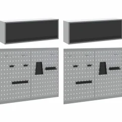 vidaXL Værktøjsskabssæt med hylde 6 pcs Sort Pulverlakeret stål