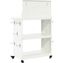 vidaXL Værktøjsvogn med hylde Hvid 65 x 35 x 111 cm Koldvalset stål